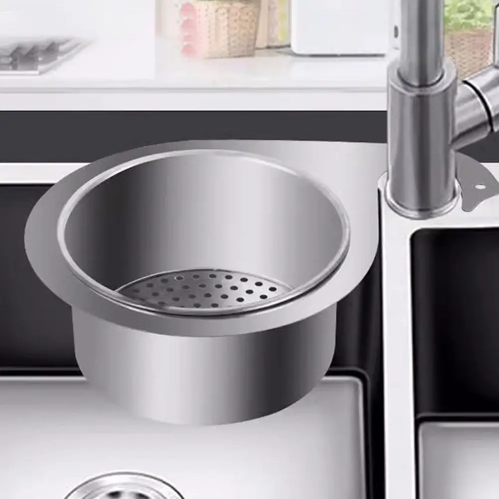 Drain Water Basket Sink Drain Basket Stainless Steel Kitchen Basin Organizer Swan Drain Strainer Basket Filter Storage Shelf