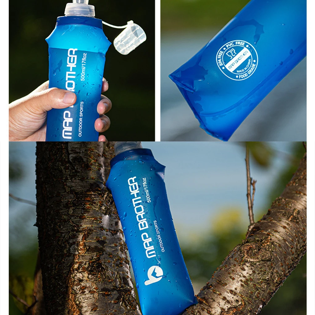 250/500ML Outdoor Sport Przenośny kubek na wodę Camping Bieganie Rower Miękka butelka na wodę Składana miękka kolba TPU Torba na wodę Bez BPA