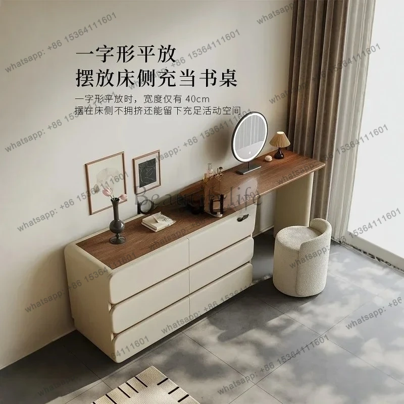 SSSLXMedieval solid wood dresser, chest, integrated makeup table, bedroom, walnut bay window designer