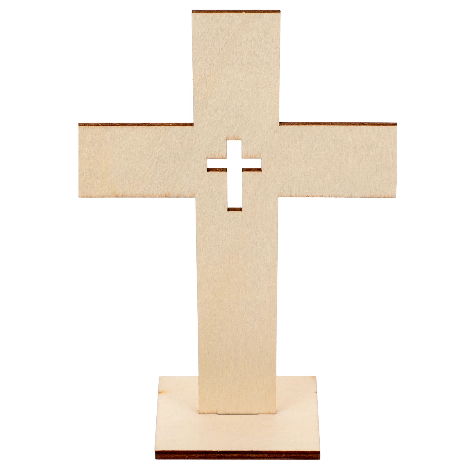 

10pcs Wooden Cross Ornaments Compact Decorative Home Craft Round Edge Wall Decoration Stylish Wooden Cross Adornment