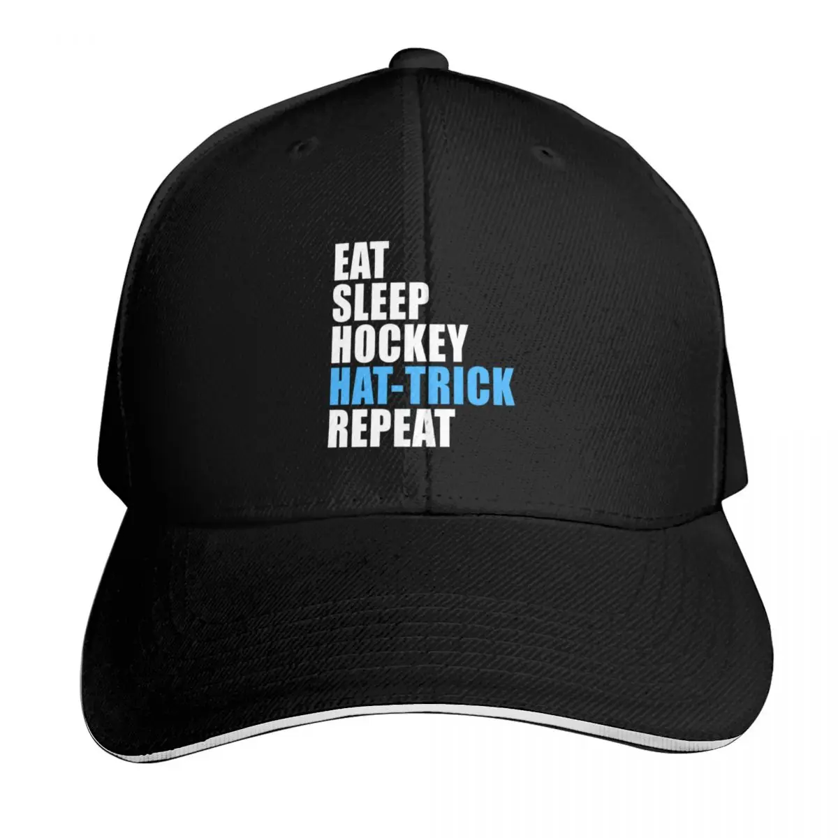 Eat sleep hockey hat-trick repeat II Baseball Cap Hip Hop custom Hat Streetwear Rugby Women Men's
