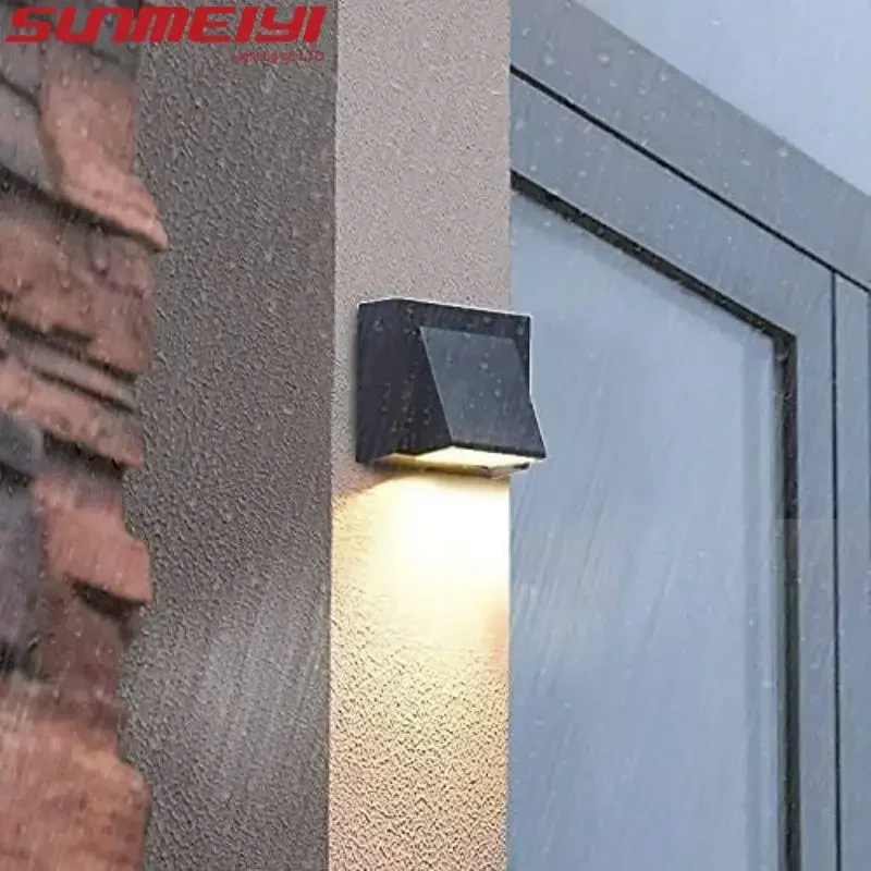Modern Black Outdoor Wall Lamp Minimalist LED Dual Head Up and Down Luminous Balcony Corridor Courtyard Villa Waterproof Wall
