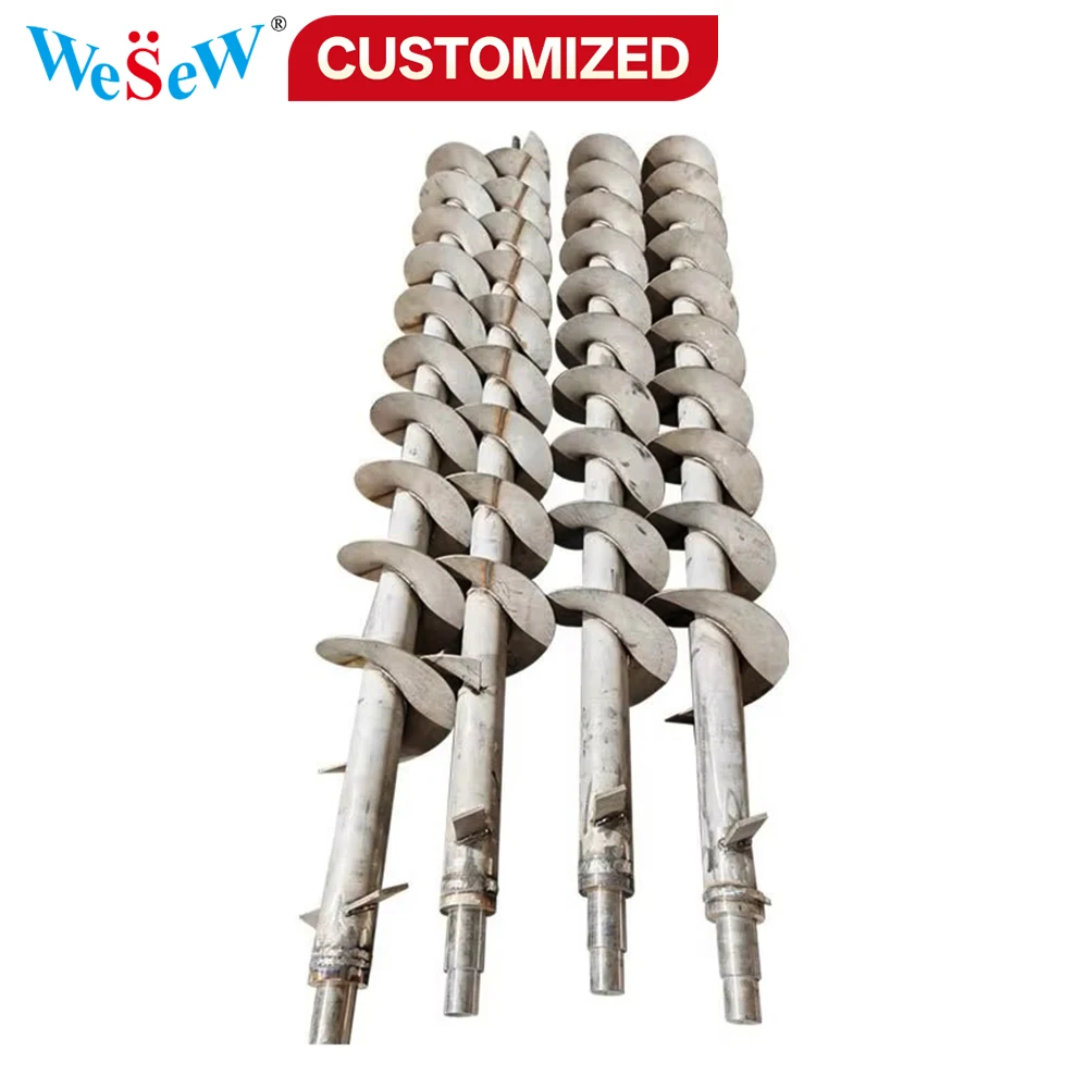 `Custom Shafted Auger Screw Shaft, Stainless Steel Carbon Steel Continuous Spiral Flight Blade for Screw Conveyor, Harvester