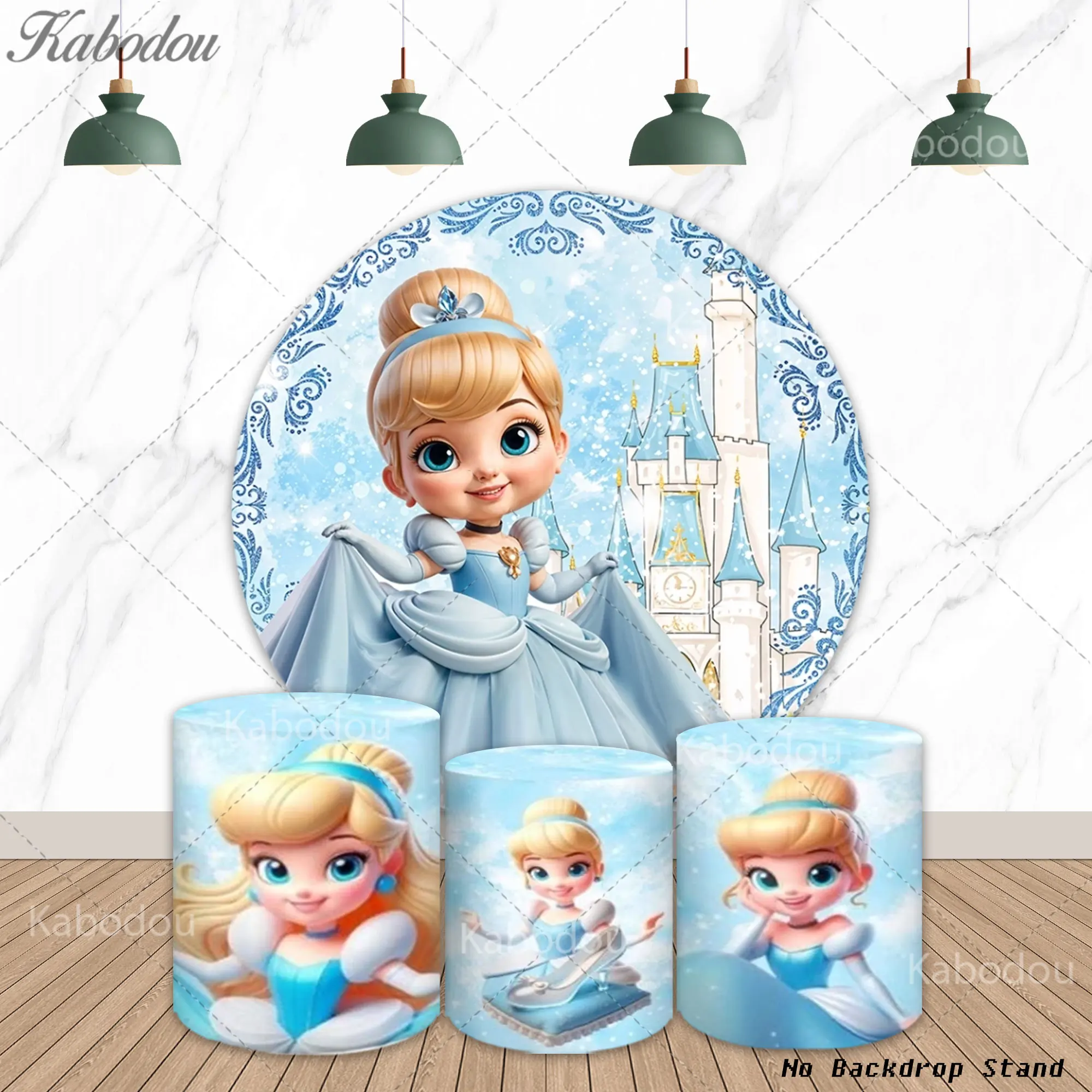 

The Princess Round Backdrop Kid Girl 1st Birthday Party Decorations Baby Shower Banner Poster Background Wall Photography Props