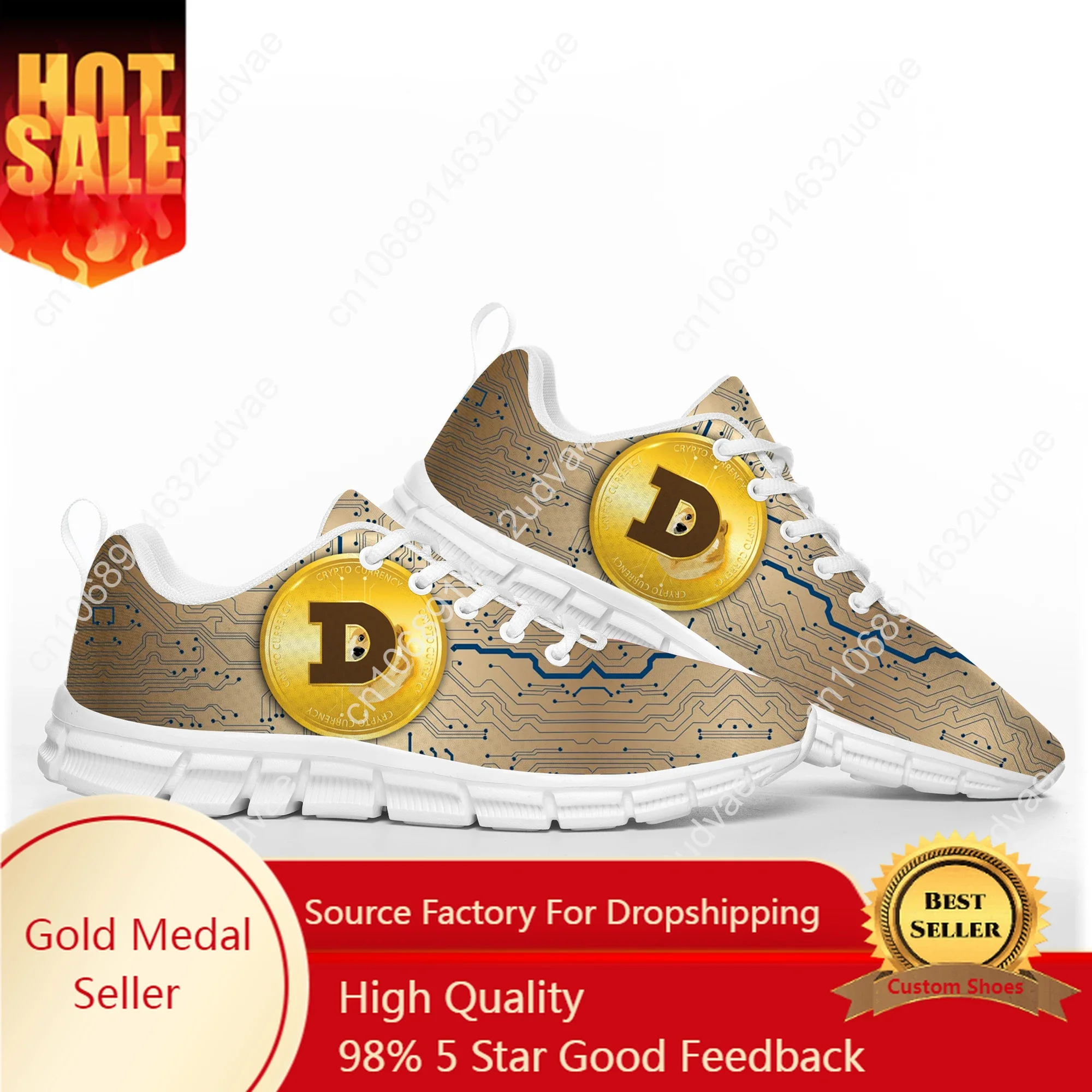 Dogecoin Crypto Currency Dog Coin Miner Sports Shoes Mens Womens Teenager Sneakers Custom High Quality Couple Shoe