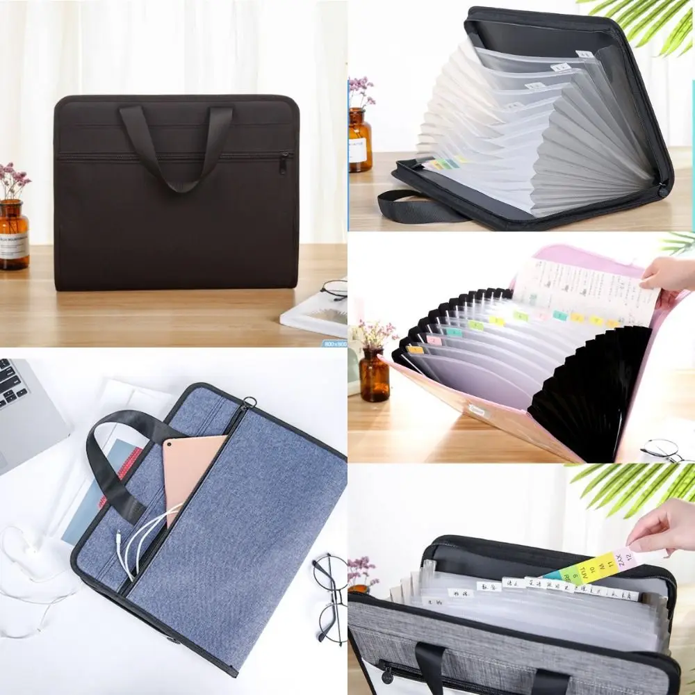 

Zipper 13 Pockets A4 File Folder Waterproof Large Capacity A4 Document Bag Handbag Canvas Portable Storage Bag File Organizor