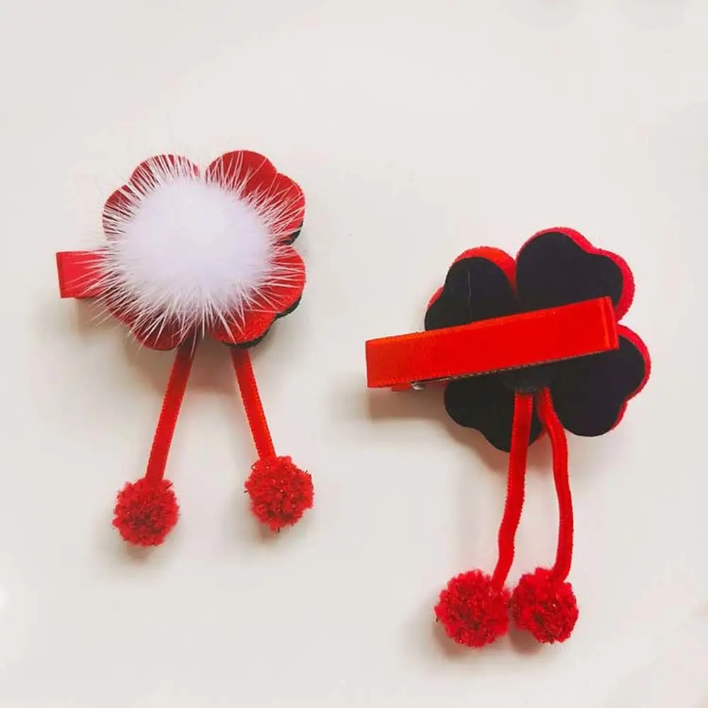 Baby Headdress Plush Hair Grip Archaic Bowknot Chinese New Year Hairpins Bow Headwear Flowers Hairpins Kids Chinese Hair Clips