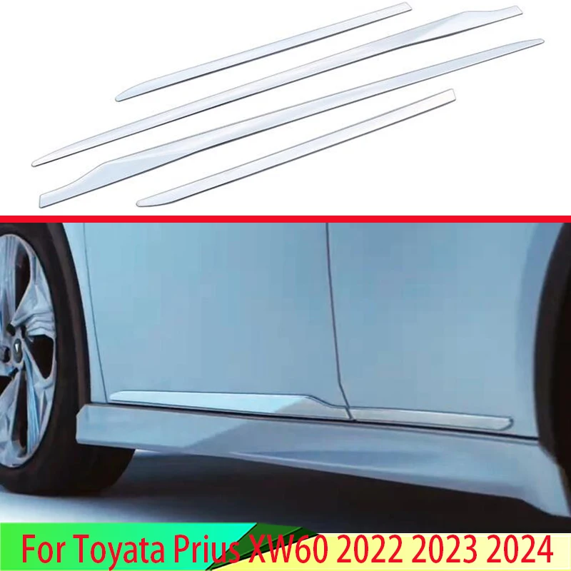 Car Accessories ABS Chrome Side Door Body Molding Moulding Trim For Toyata Prius XW60 2022 2023