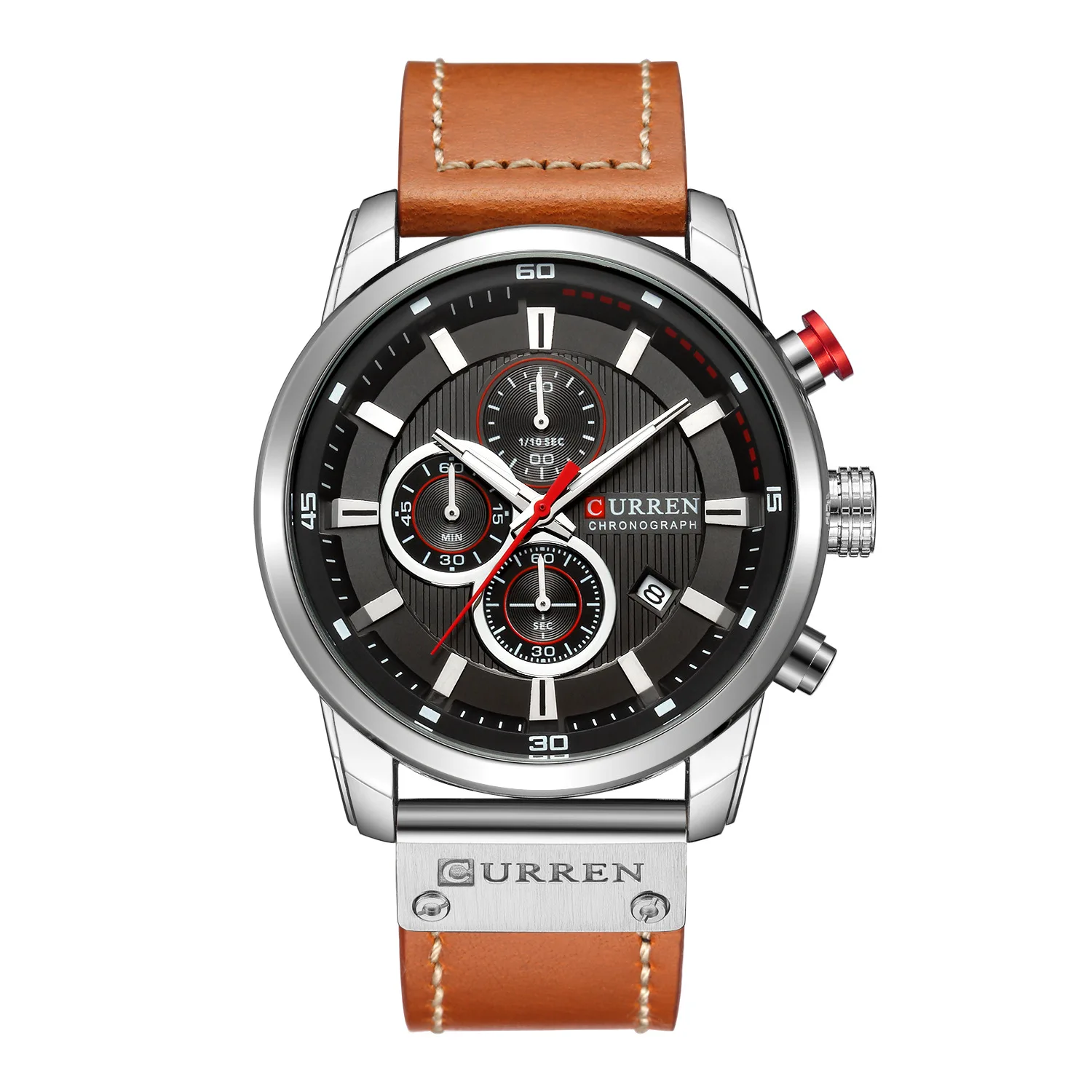 CURREN 8291 Men\'s Quartz Watch Business Casual Brown Leather Strap Calendar Analog Display Wristwatch for Male Gift Clock