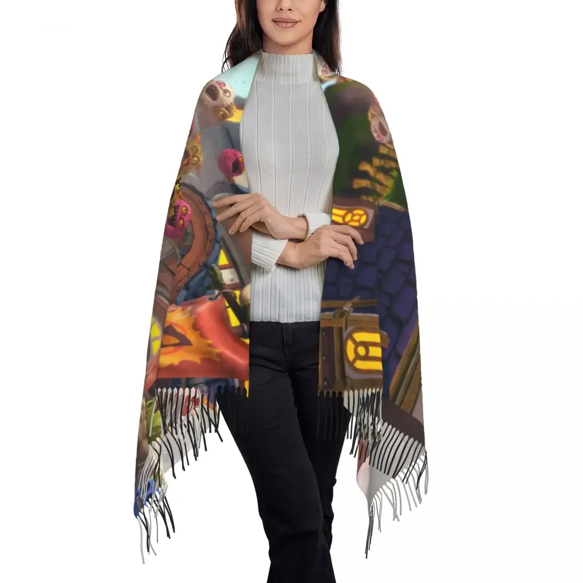 Lady Long My Singing Monsters Scarves Women Winter Fall Soft Warm Tassel Shawl Wraps Scarf