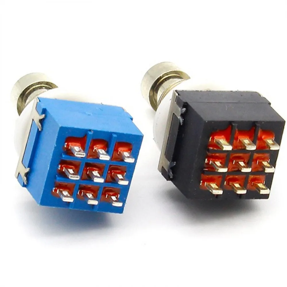 

1PCS Foot Switch 9 Pin Guitar Effects Pedal Box Stomp Foot Latching 3PDT Switch Foot Switch Black/Blue