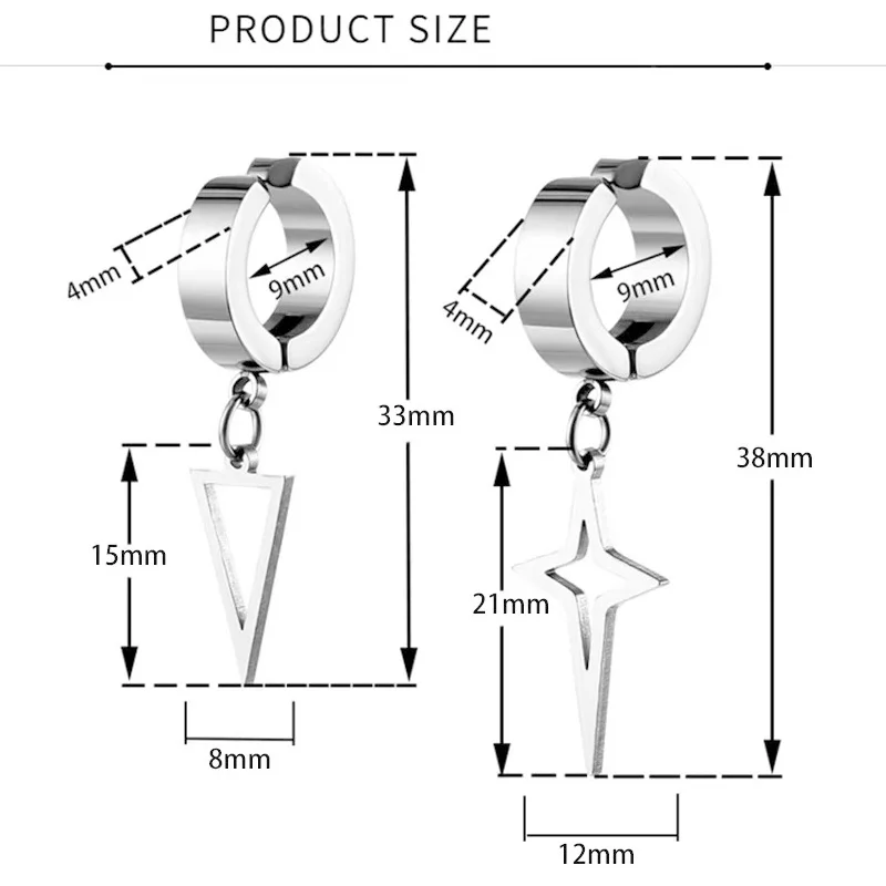 1 زوج جديد كليب على هوب أقراط للرجال النساء الفولاذ المقاوم للصدأ وهمية لا ثقب القرط قرط كبس الفضة الأسود الألوان Huggie هوب