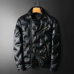 Veste de moto en duvet de canard avec fermeture éclair pour homme, manteau à revers vintage, 2022 duvet de canard blanc, vêtements noirs, haute qualité, 90%