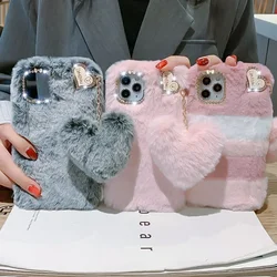 Luxury Diamond Fluffy Fur Case For Xiaomi Mi 13T 14 M6 X6 Redmi 13C A3 Note 13 Pro Plus 12 12S Furry Plush Shockproof Soft Cover