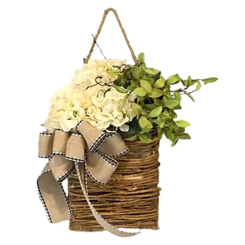 [N84R] Spring Wildflower Door Hanging Basket Wreath Spring Welcome Sign Easter Day for Front Door, Easter Decor