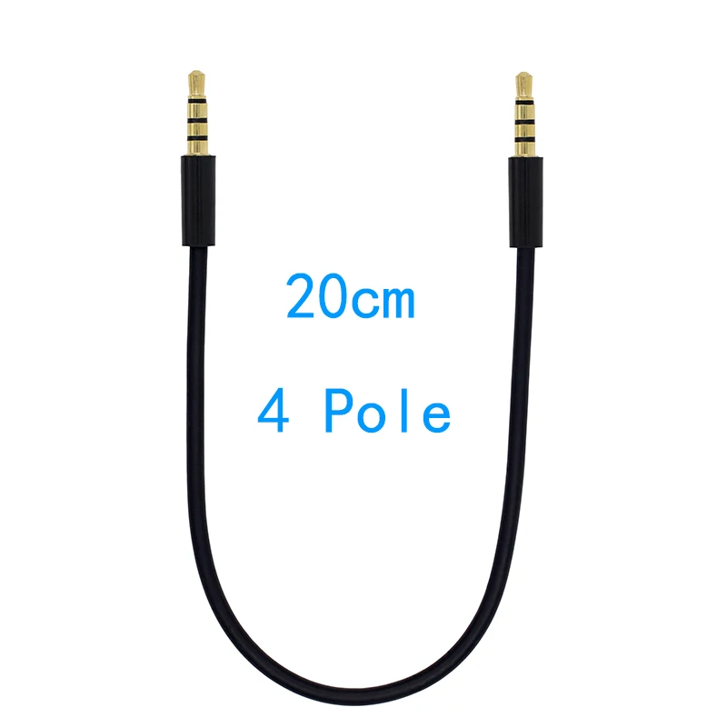 3.5mm  3 Pole 4 Pole Short Audio Cable Male to Male 20cm For Car AUX MP3/MP4