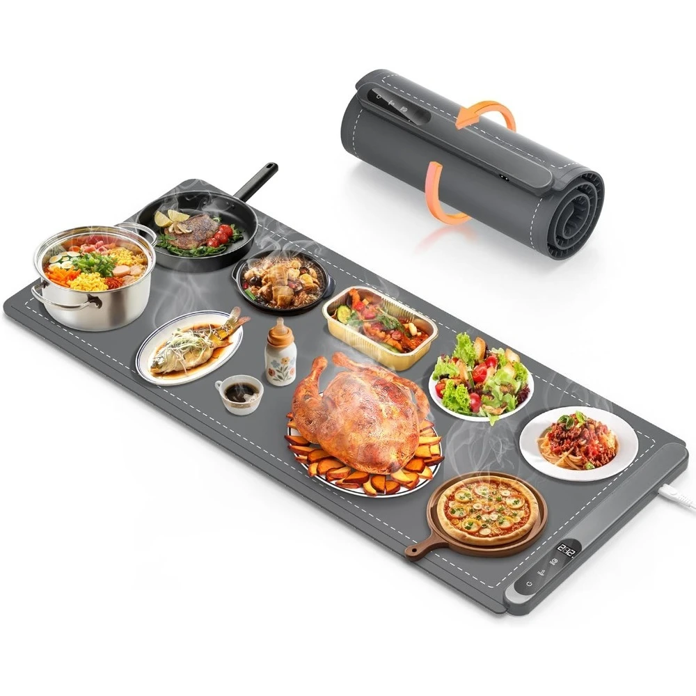 

Extra Large 36x16 580W Food Warmer Mat for Buffet Chafing Dishes Portable Heating Pad with 6 Temp Levels and 6 Hour Timer for