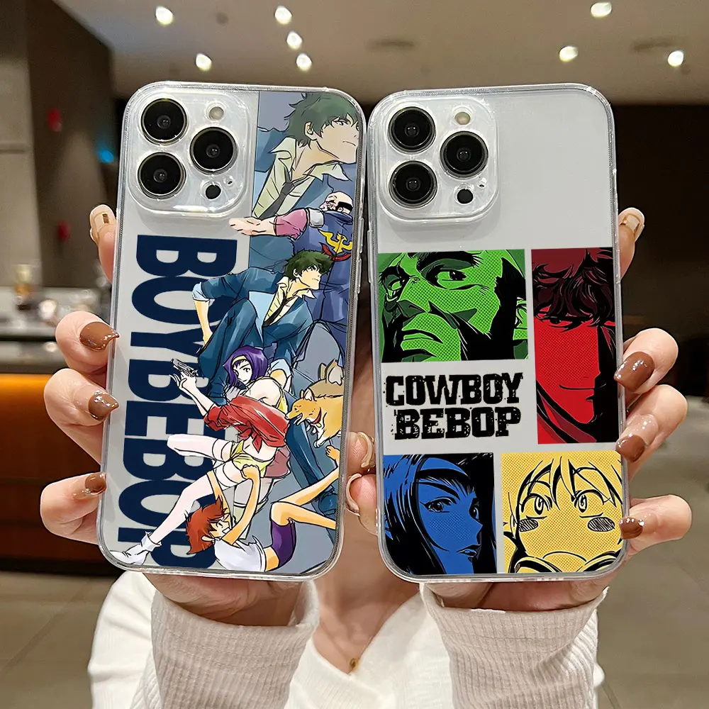 Anime Cowboy Bebop Phone Case For iPhone 15 14 13 12 11 Mini Pro Max X XR XSMax 6S 6 7 8 Plus SE20 Transparent Cover