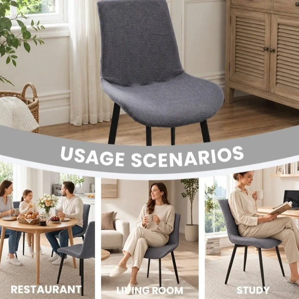 Minimalist Removable Shell Chair Cover Elastic Solid Color Dining Chair Cover Thicken Decorative Seat Cover Living Room