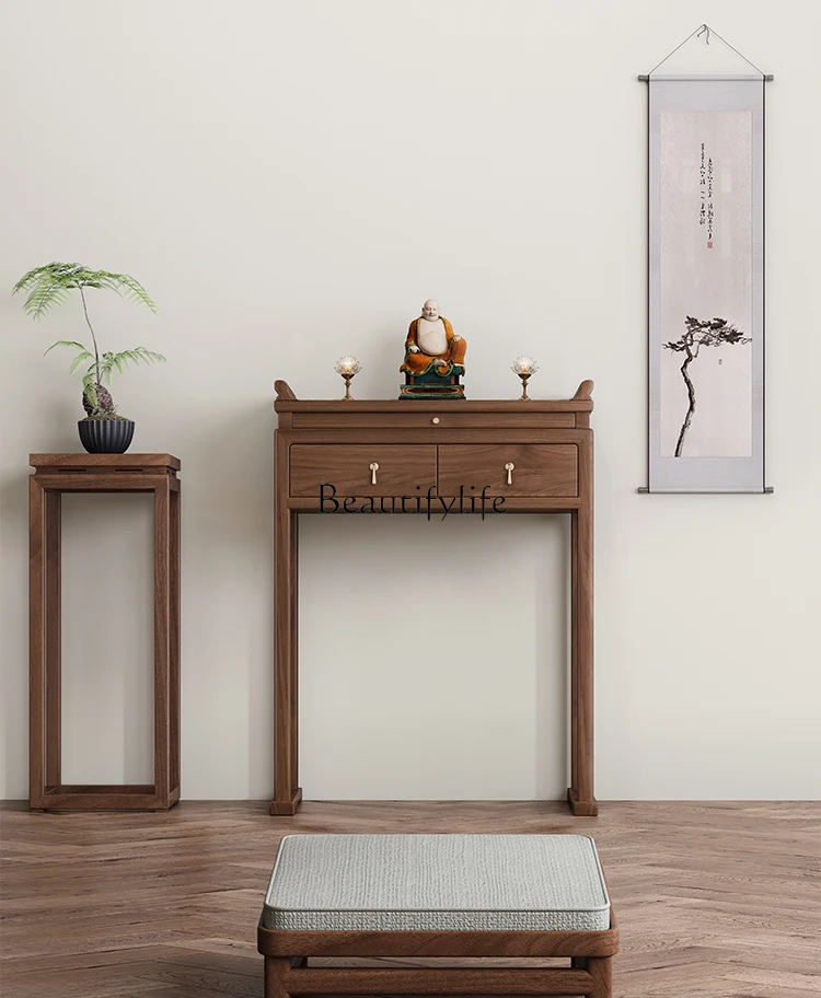 

New Chinese-style solid wood table for home use Modern Xiaogongtai black walnut
