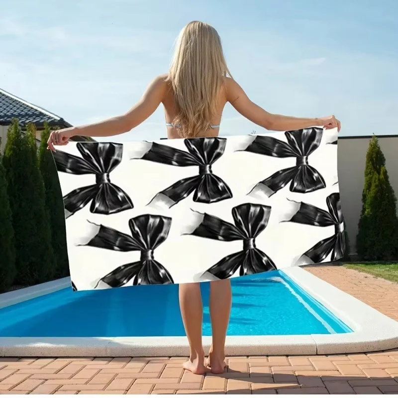 Newest Beach Towel Red Rose Plaid Checkered Background Print Quick Dry Microfiber Beach Towel Floral Women Pool Towel