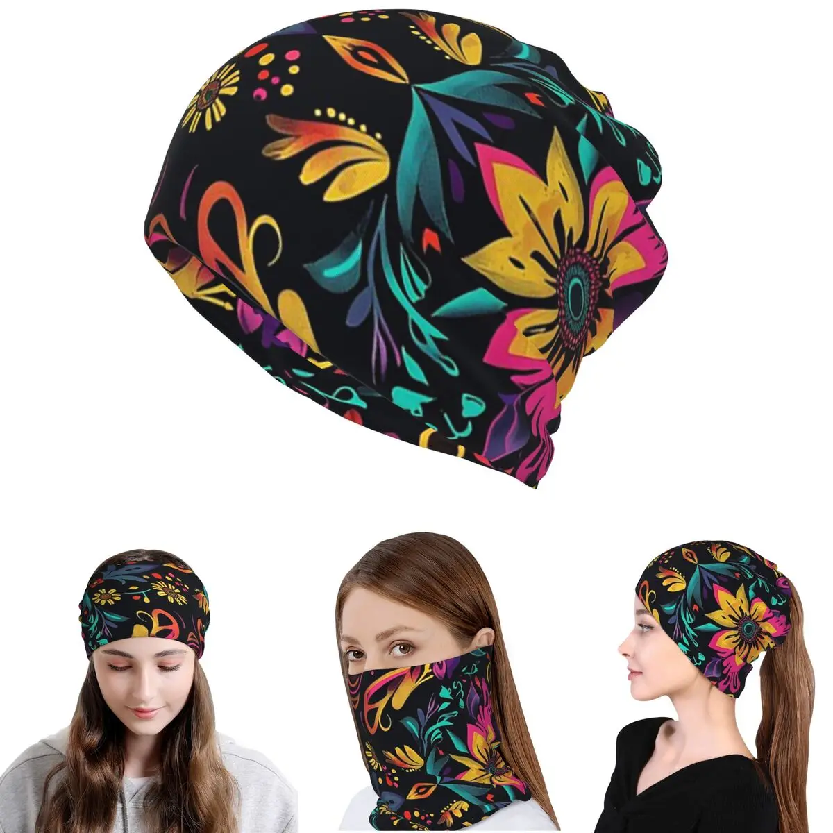 Colorful Mexican Pattern Traditional And Festive Bandana Neck Gaiter Wrap Scarf Warm Headband Beanies Hat Unisex Adult Windproof