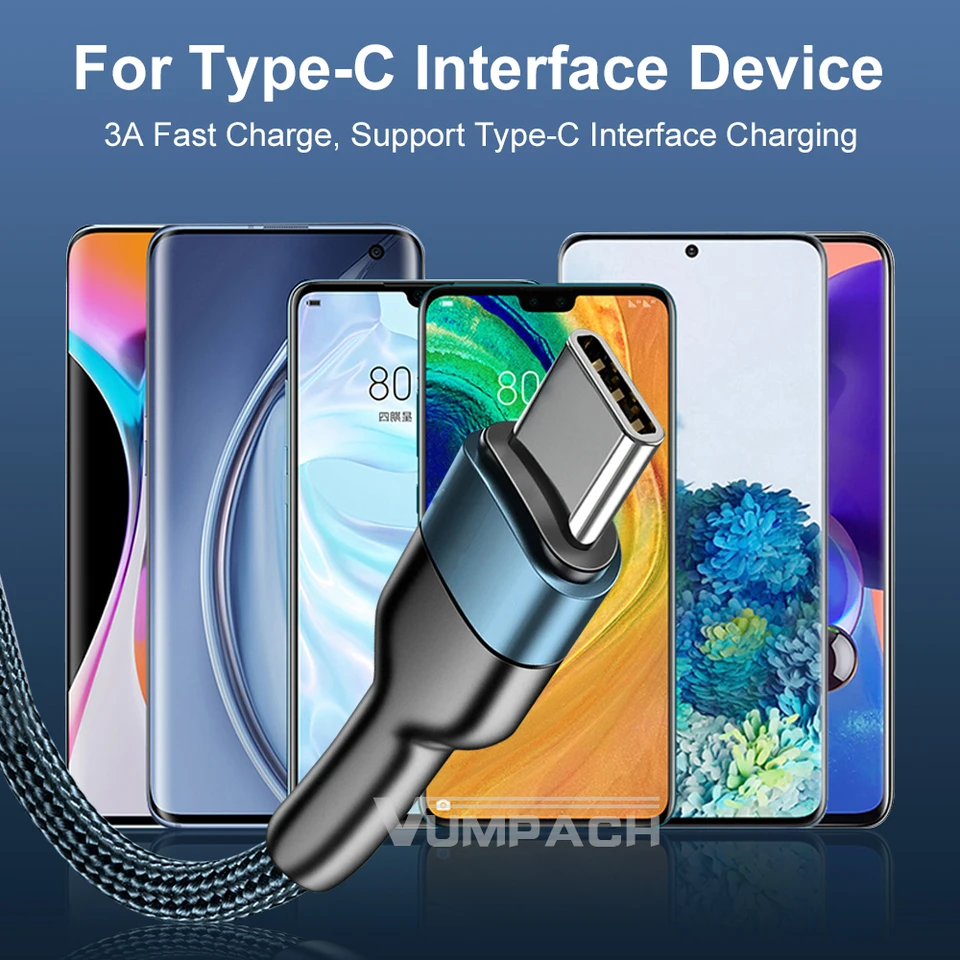 Vumpach Cable USB tipo C de carga rápida, cable de datos y cargador para Samsung s21 s20 A51, xiaomi mi 10, redmi note 9s 8 6