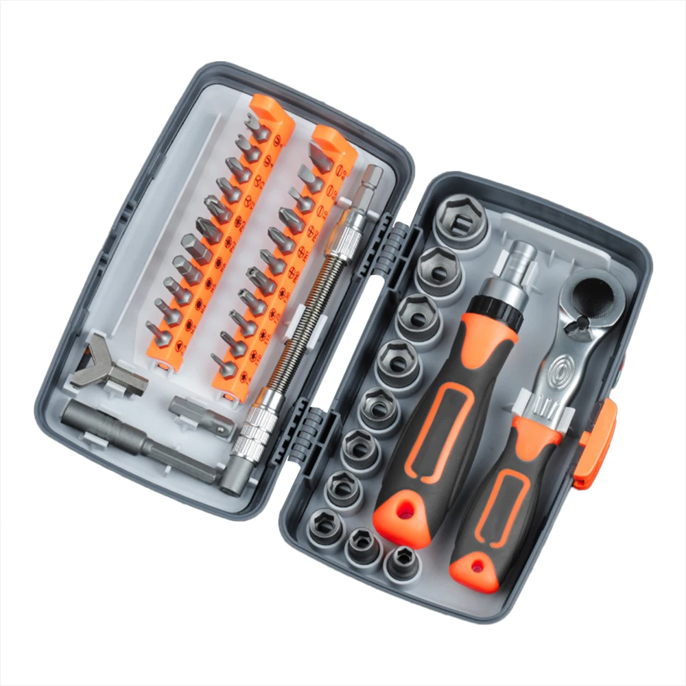 38 in 1 Labor-Saving Ratchet Screwdriver Set Household Combination Toolbox Hardware Magnetic Screw Driver Kit Bits