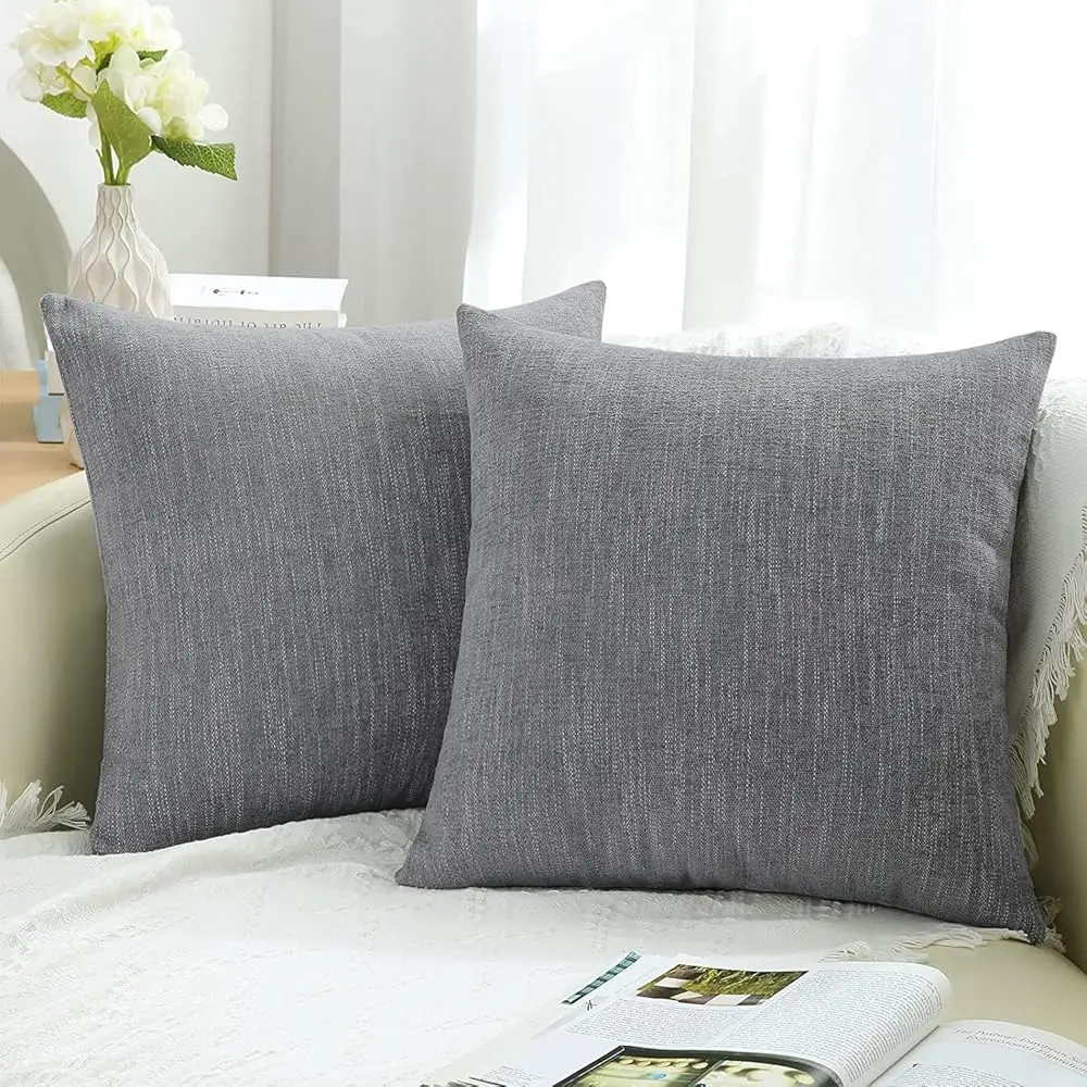 

Chenille Decorative Throw Pillow Covers 24X24 Set Of 2, Farmhouse Textured Square Pillow Covers For Couch Sofa Bed Living Room,