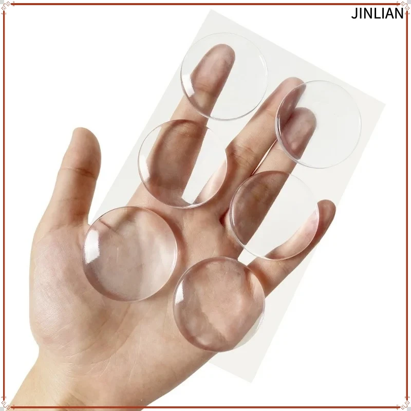 6pcs Self-adhesive Transparent Soft Silicone Wall Protector Round Doors Stop Muffler Non-slip Door Handle Bumper Protective Plug