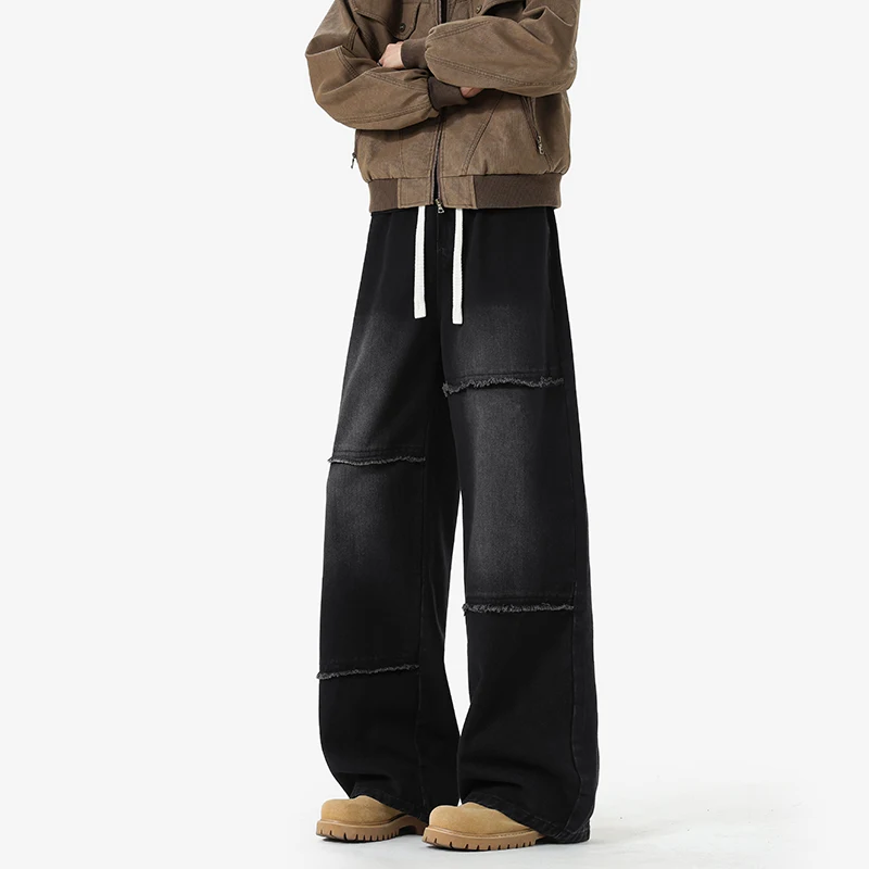 

Черные мешковатые джинсы Мужские негабаритные синие джинсы в стиле ретро Мужская уличная одежда в стиле хип-хоп Свободные широкие джинсы Мужские винтажные джинсовые брюки M-3XL