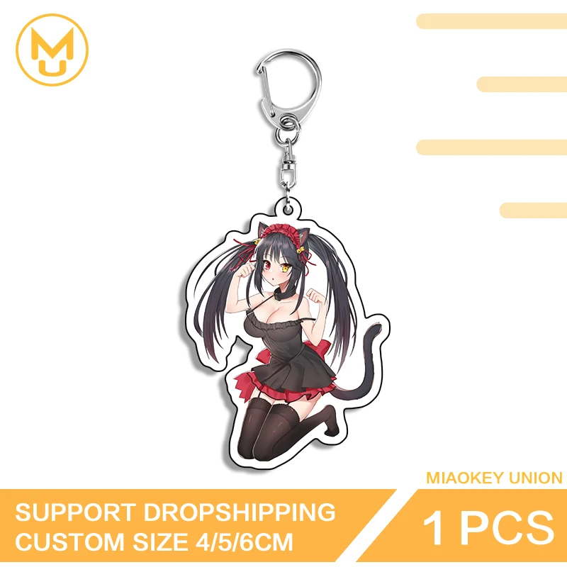 Novelty Amusing Cat Girl Tokisaki Kurumi Key Chains HD Pattern Hot Selling Costumes Jewelry Novelty Popular Pendant Props