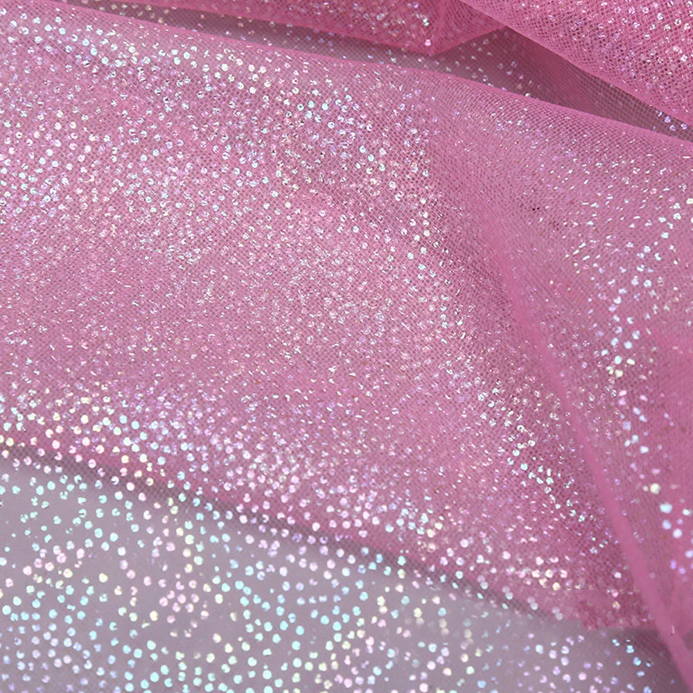 Glitter Tulle Fabric Soft Illusory Rainbow Color Mesh For DIY Girl Skirt Headband Handmade Sewing Cloth Accessory Lace Materials