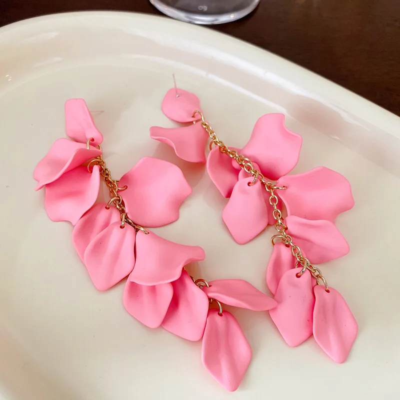 Bohemian Flower Drop Earrings with Long Tassels