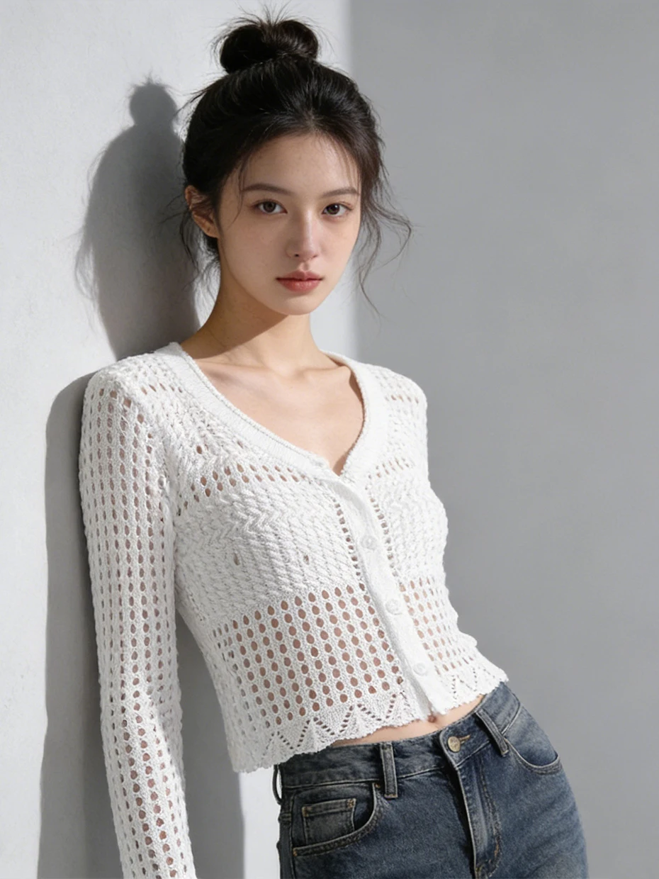 Cárdigan Abierto de Punto de Seda Helada para Mujer, Ligero, de Primavera, con Vestido de Tirantes, Suave, de Grosor Medio, Manga Larga, Cuello Redondo