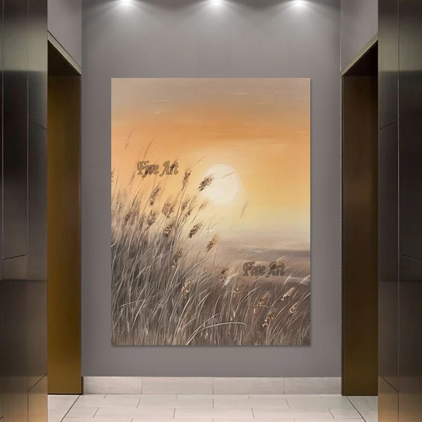 A Reed In The Sunset Canvas Abstract Modern Beautiful Scenery Oil Painting Frameless Home Decoration Products Hotel Wall Picture