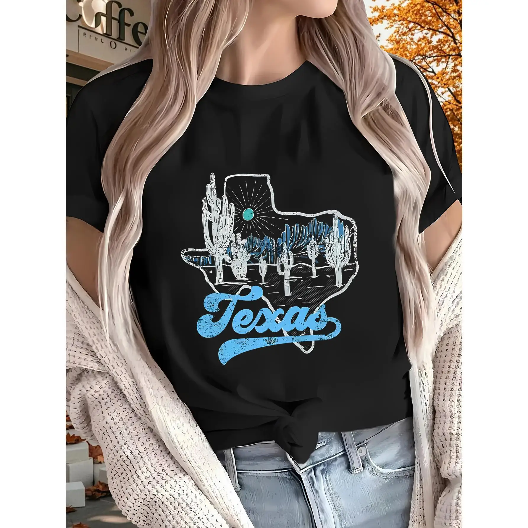 

Texas T-shirt for Men Women Texas State Graphic Tee Desert Cactus Top Travel Souvenir Shirt