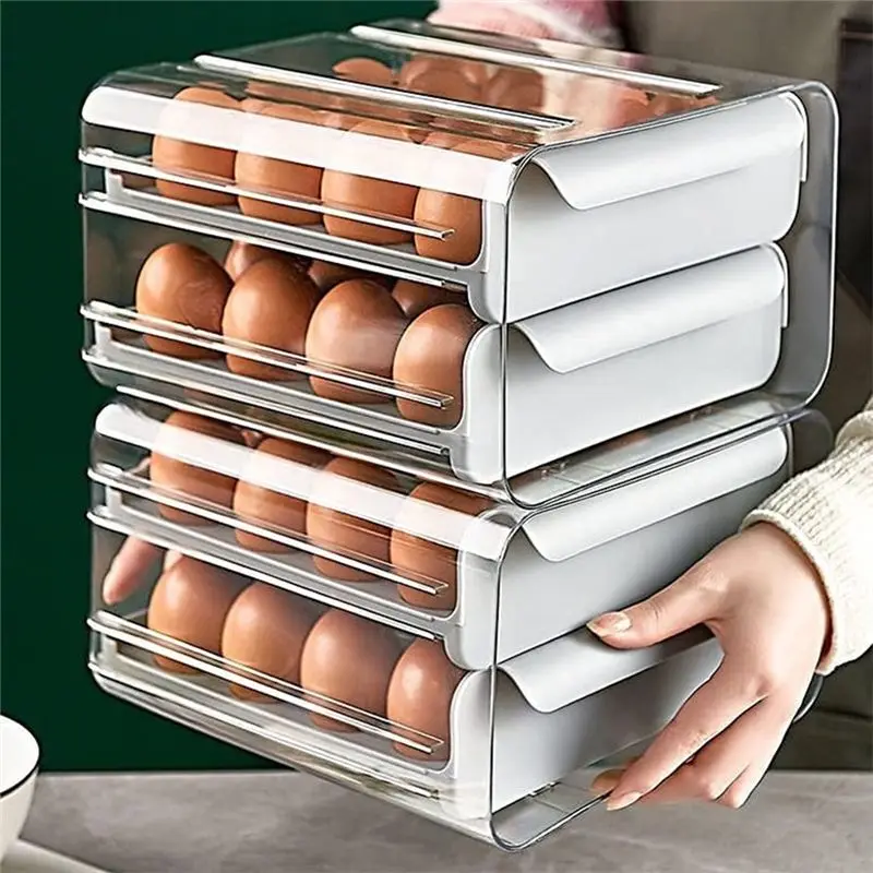 

[CNIM] Набор из 2 контейнеров для хранения яиц, кухонный органайзер, двухъярусный контейнер для яиц в холодильник, экономия места, штабелируемый, многоуровневый