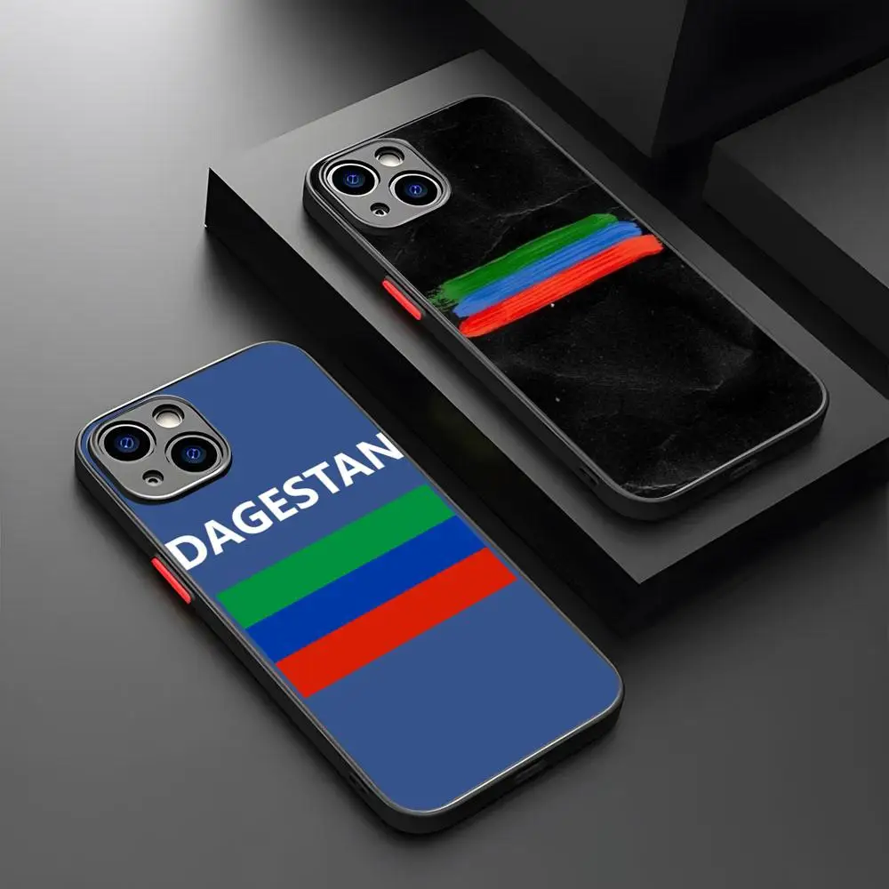 

Чехол для телефона с гербом Дагестанского флага, магнитный матовый полупрозрачный для iPhone 16, 15, 14, 13, 12, 11 Pro Max, для беспроводной зарядки Magsafe