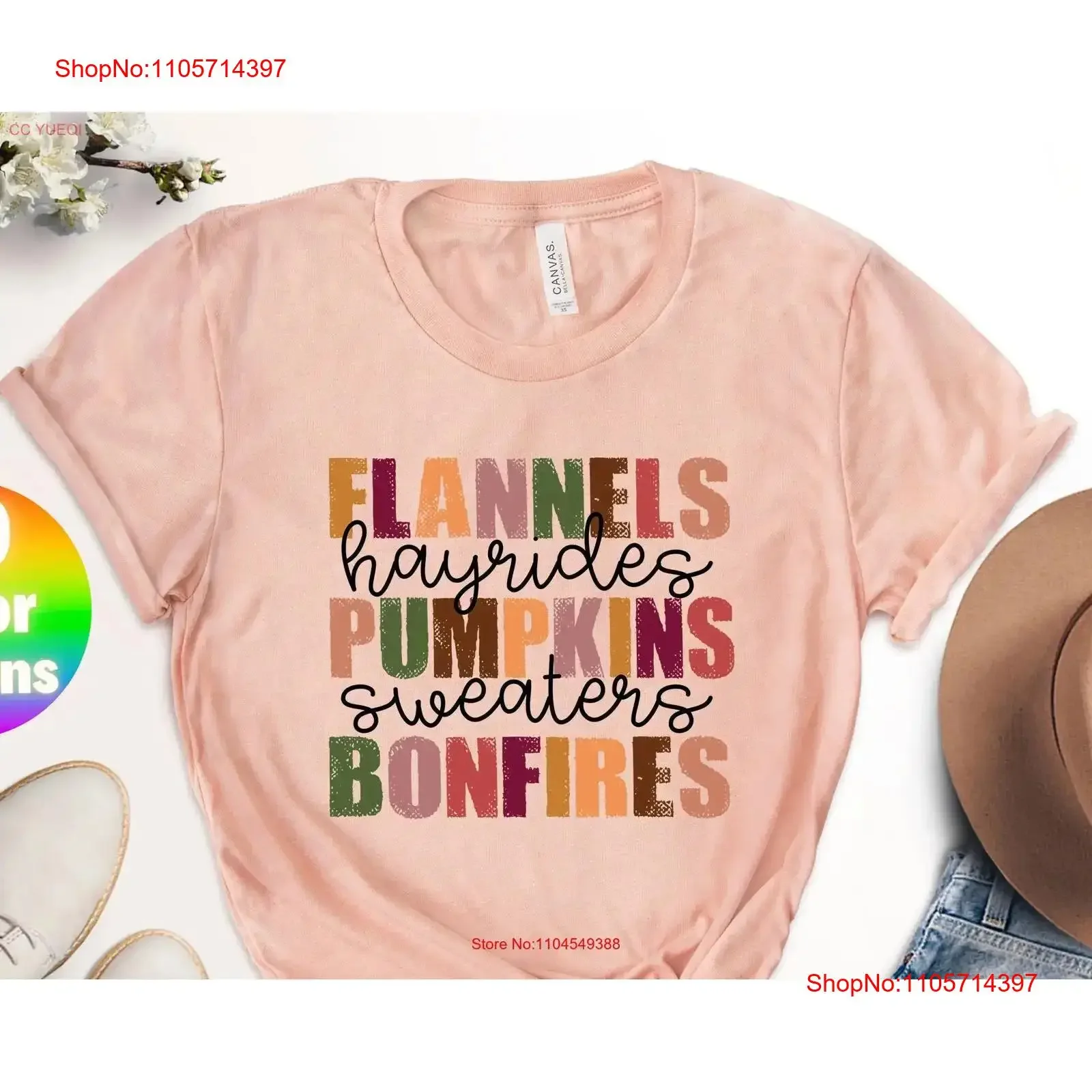 Flannels Pumpkins Hayrides S'mores and Bonfires T Shirt Pumpkin Spice Cute Fall Autumn Vibes Women Thanksgiving vintage Washed