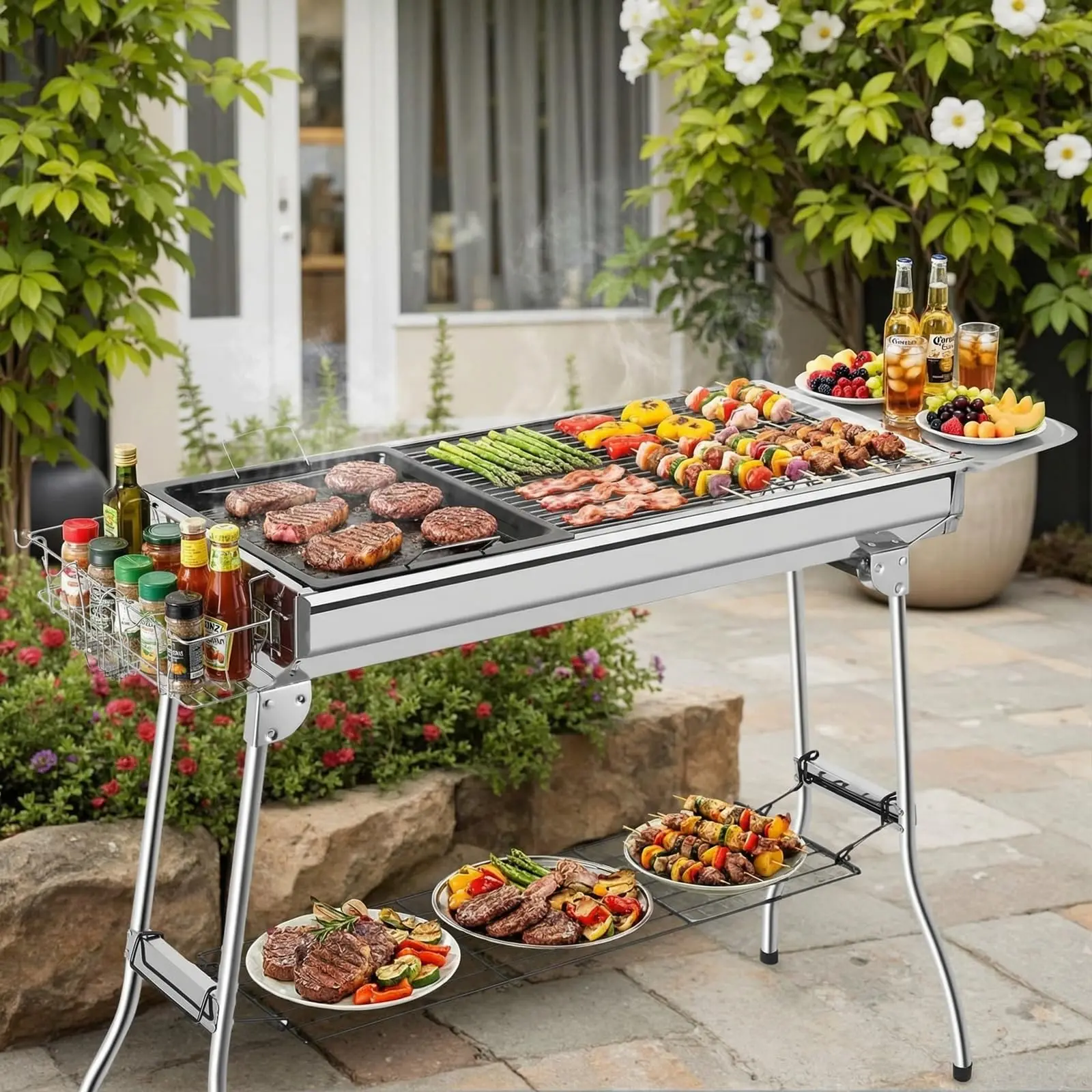 Holzkohlegrill XXL,118x33x72cm,Klappgrill,Campinggrill,Picknickgrill,aus …