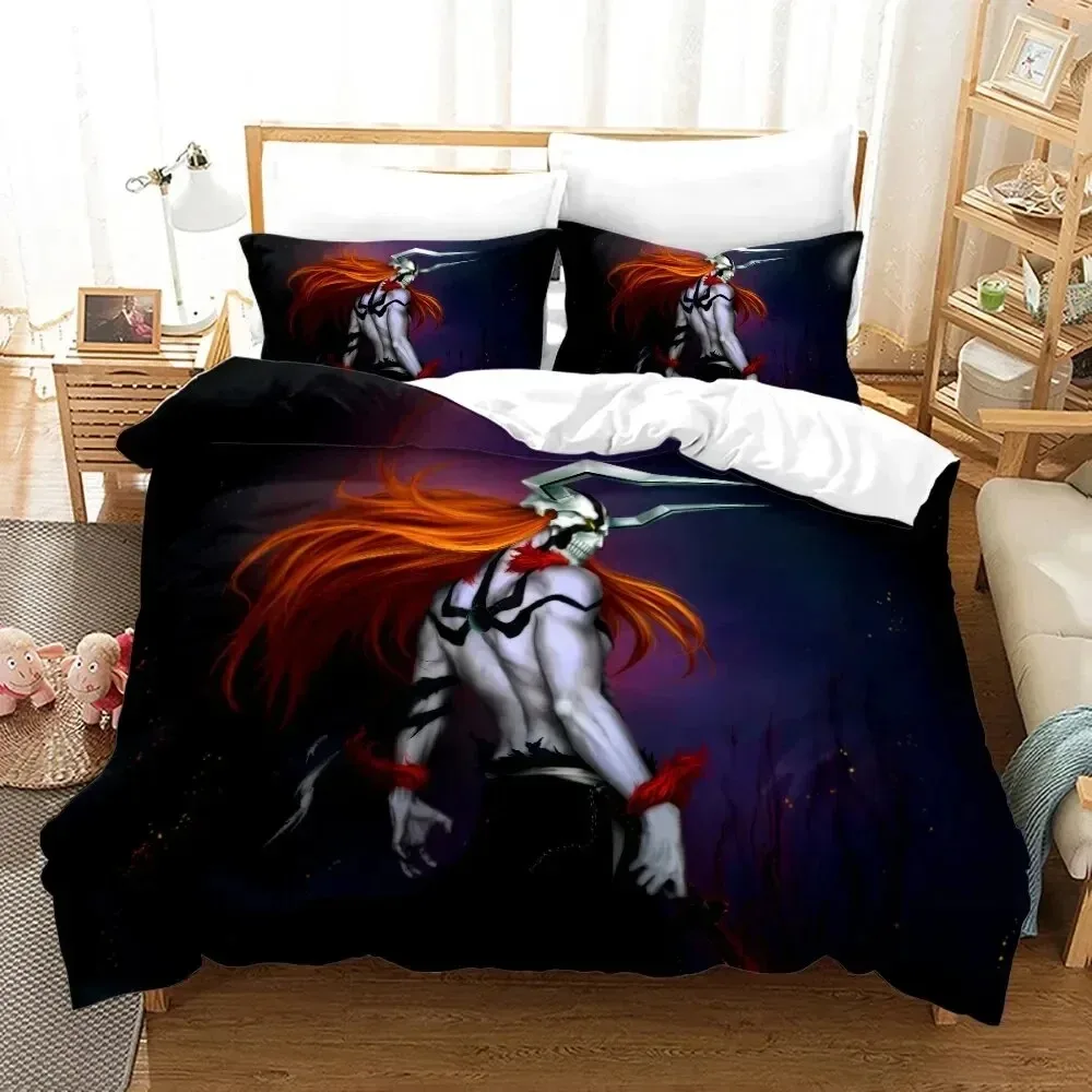 3D Anime Bleach Kurosaki Ichigo Duvet Cover Pillowcase Bedding Set Double Twin Full Queen King Adult Kids Bedclothes Quilt Cover