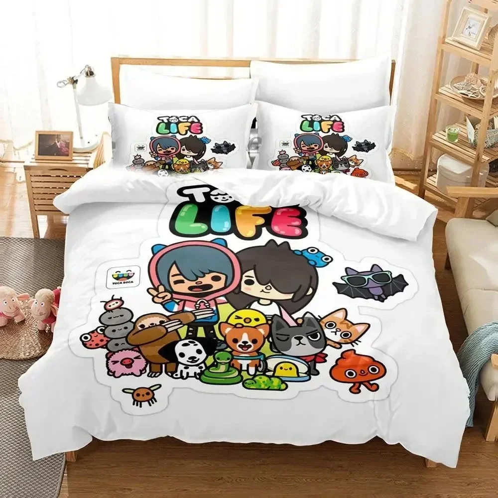 

Cartoon Game Toca Life World Comfortable Duvet Quilt Cover Pillowcase Bedding Set Children Bedroom Decoration Home Textile