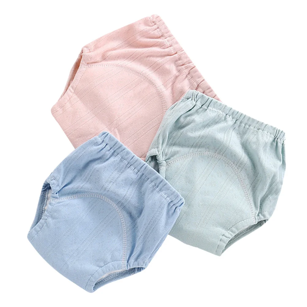 

3Pcs Potty Training Pants Baby Waterproof Breathable Premium Cotton Reusable Infant Learning Underwear Mixed Color