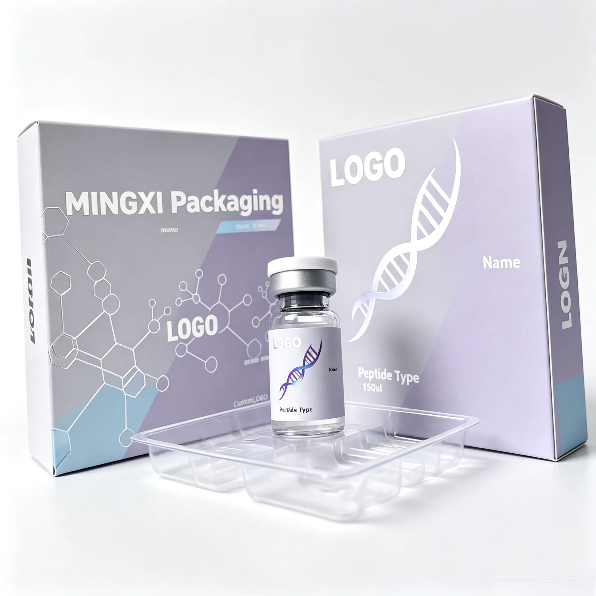 Custom Durable Single Paper Gift Box Cosmetic Storage Packaging Box Compatible With 3ml 10ml Peptide Vial Bottles