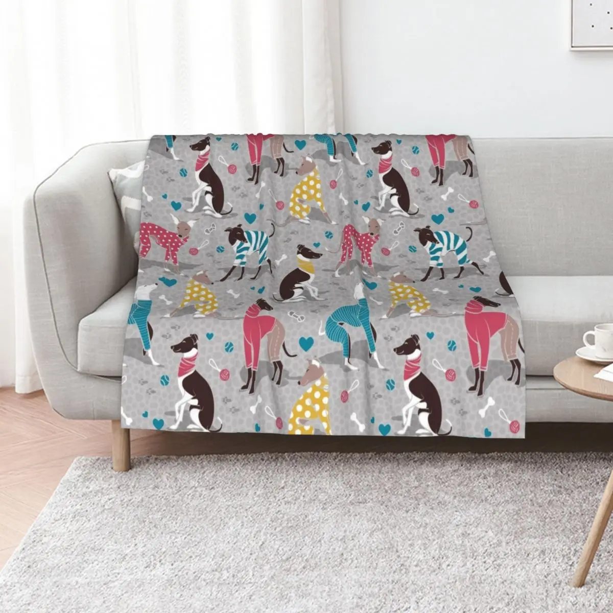 Greyhounds dogwalk // grey background Throw Blanket Thins Hairys for sofa valentine gift ideas Furrys Blankets