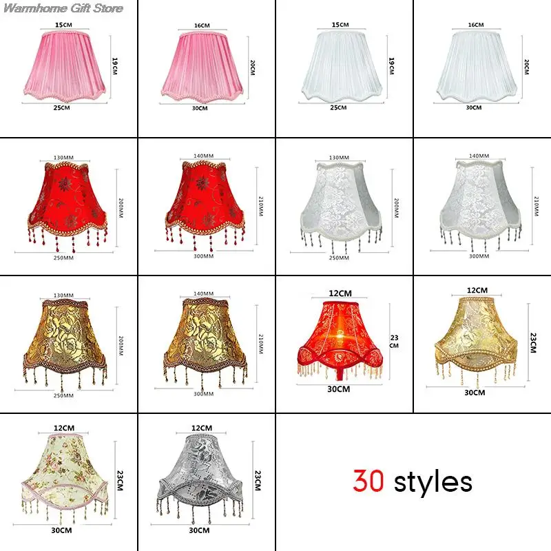 European Style Table Lamp Shade Cloth Bedside Lamp Shade Retro Fringe Beads Lamp Cover Decor Table Lamp Cover E27 Lampshade