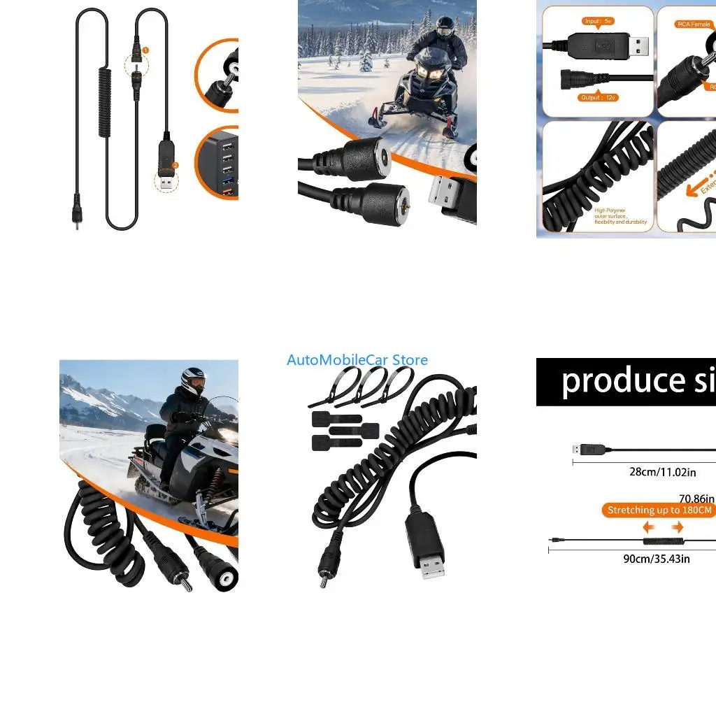 G8TE Flexible Heated Helmets Cable High Efficiency Cord for Snowmobile & Bike Shielding