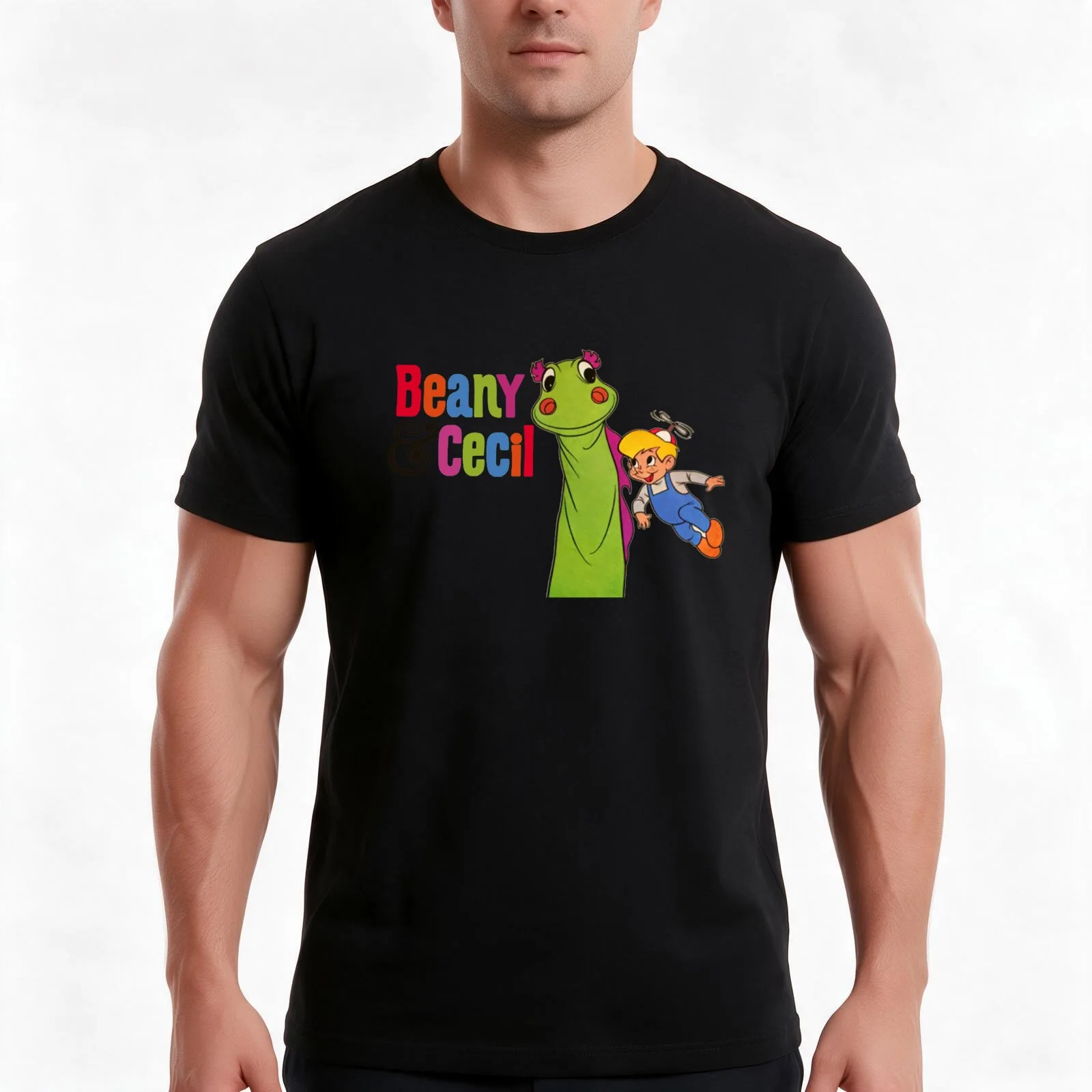 Colorful Beany & Cecil T-Shirt, Summer Casual Cotton Tee, Oversized Streetwear Tops, Vintage Graphic Print, Unisex Men Women