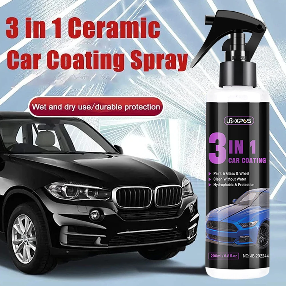 200ml 9H Revestimento Cerâmico Para Carro 3 Em 1 Spray Car Polishing Agent Hidrofóbico Resistente a Riscos Auto Paint Care Tool Accessories